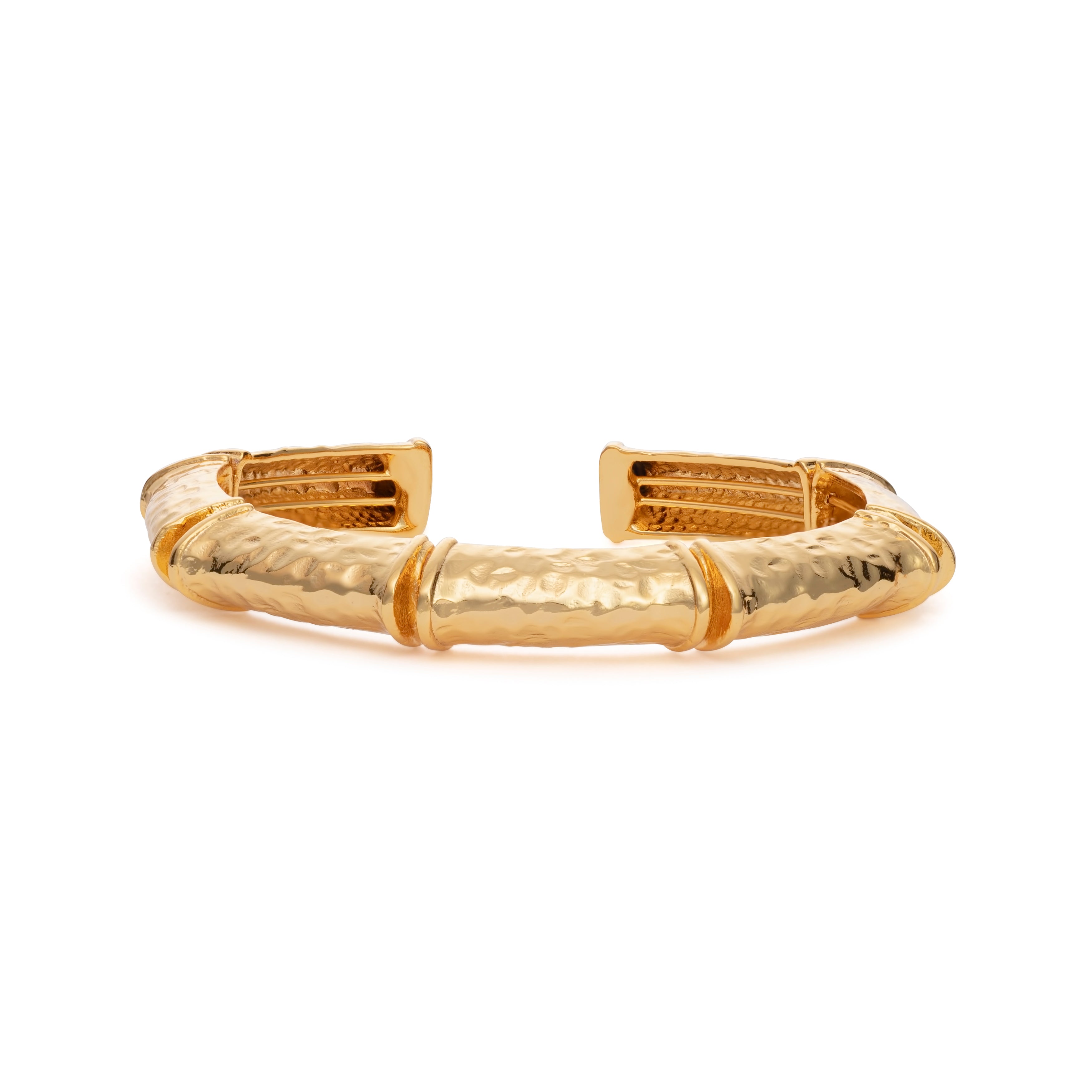 White Mother of Pearl Golden Bamboo Cuff Bracelet